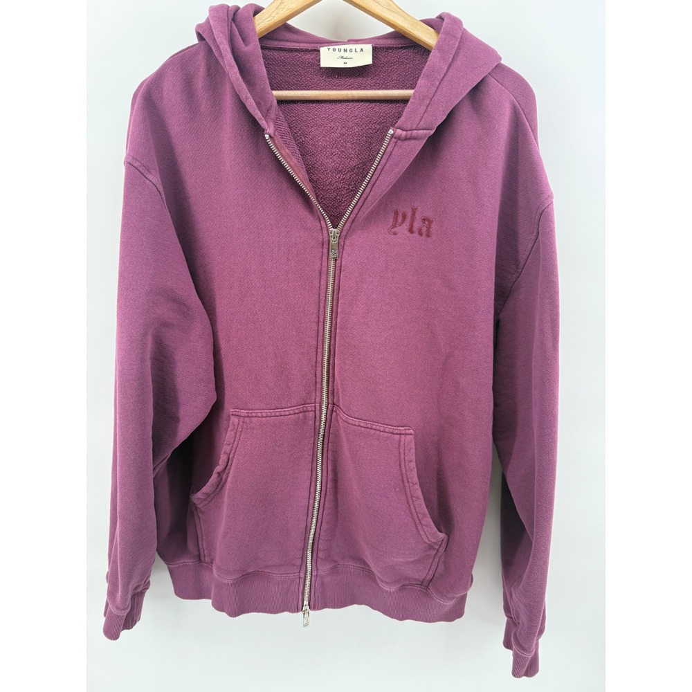 YoungLA 514 Full Zip Hoodie Mens Medium Plum Purple Cotton French Terry YLA